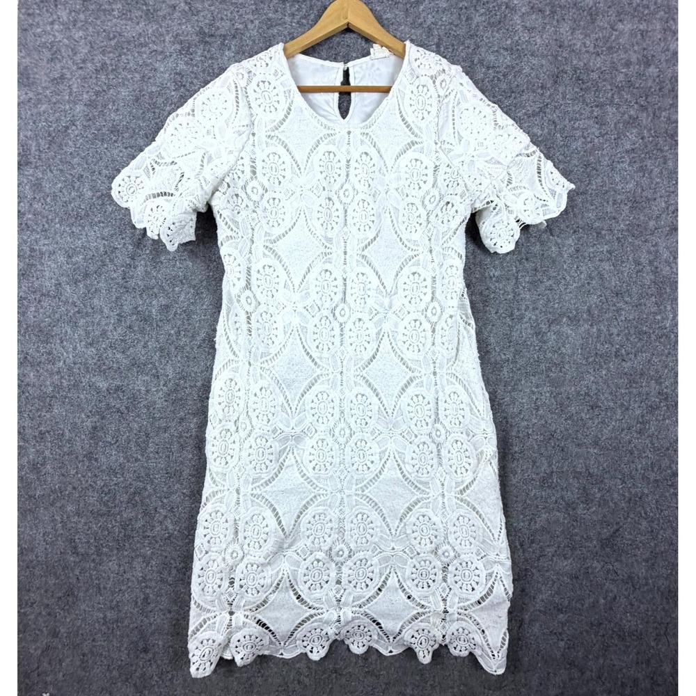 Emberley Lace Sheath Dress Womens XL White Floral Angelcore Modest Girly